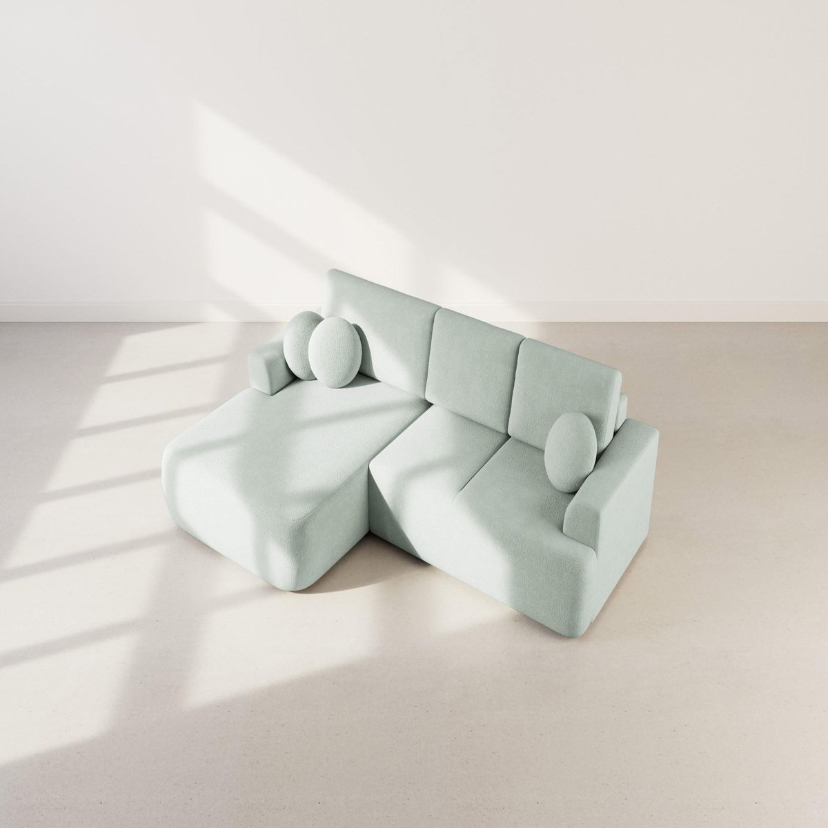 BEST MOBILIER Candela - canapé d'angle gauche 4 places - convertible avec coffre - en tissu bouclette