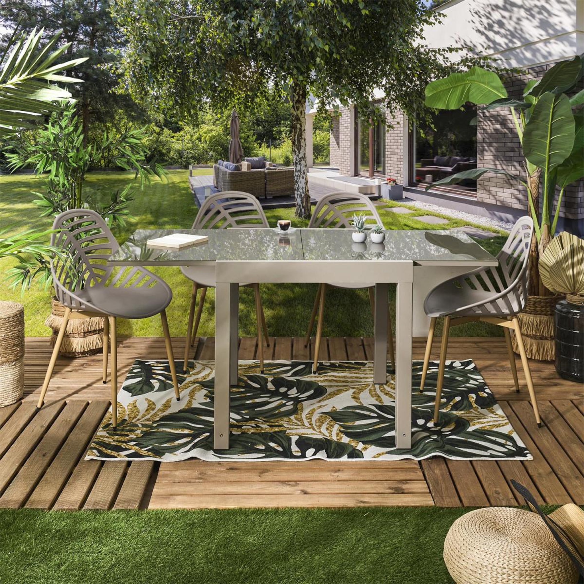 Voir la diapositive 6 : The Home Deco Factory Table de jardin extensible  harai  80-160cm beige