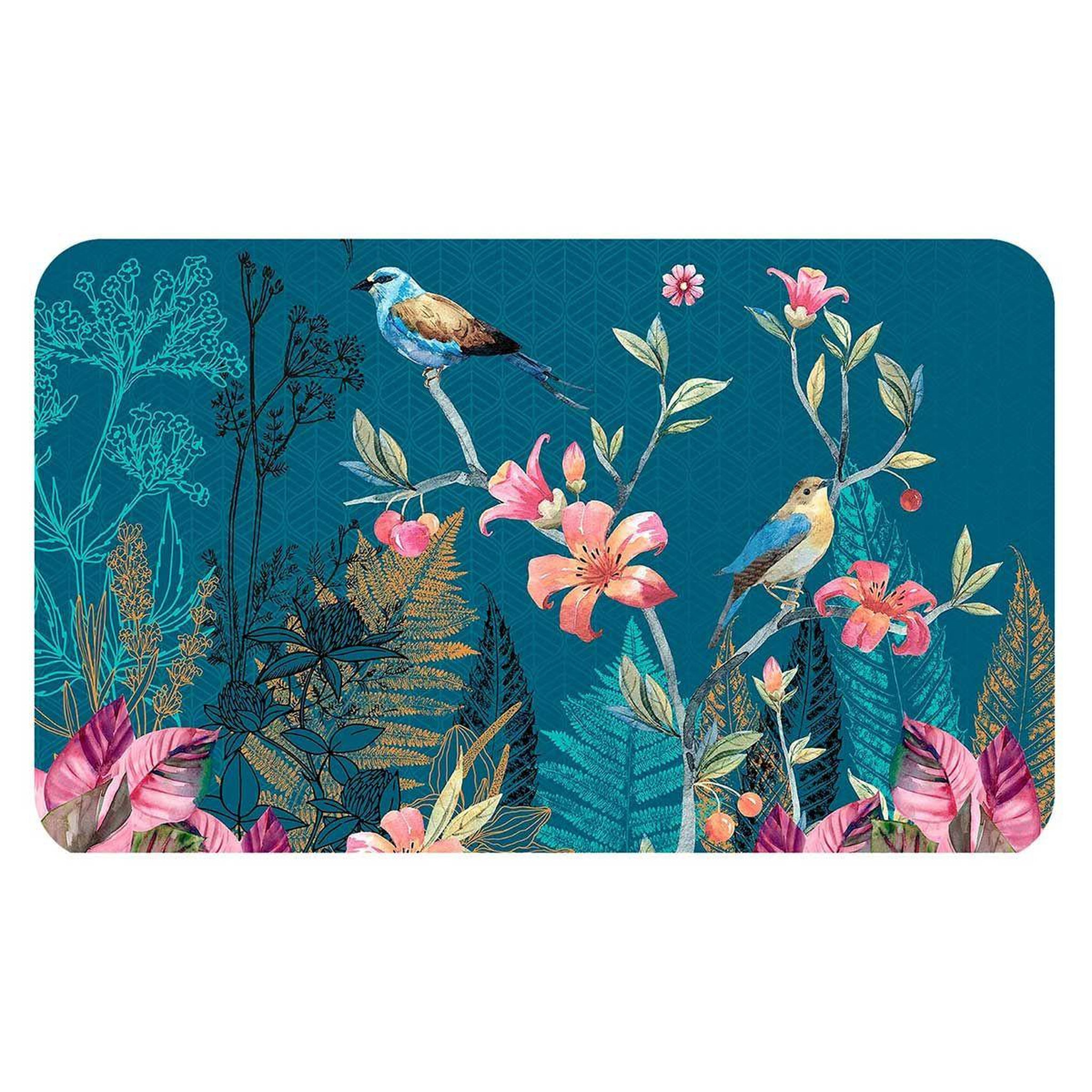 Douceur d'Intérieur Tapis déco imprimé  alouette  45x75cm bleu