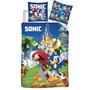 NINTENDO Sonic - Parure de Lit Enfant Gamer - Housse de Couette 140x200 Taie 63x63 cm