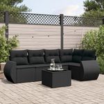 VIDAXL Salon de jardin 6 pcs avec coussins noir resine tressee