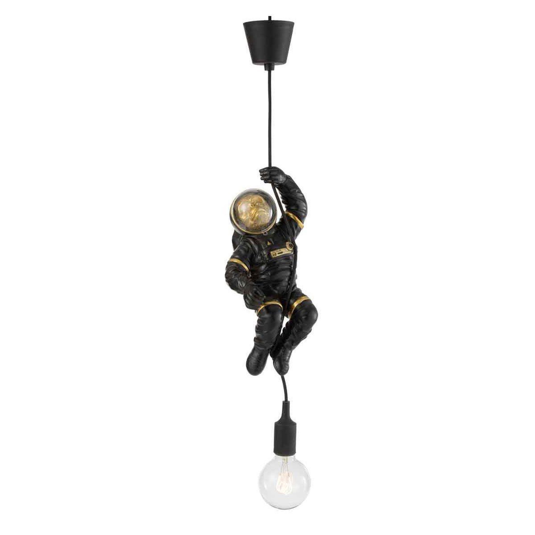 Voir la diapositive 3 : J-LINE Lampe Suspension  Singe Astronaute  37cm Noir & Or