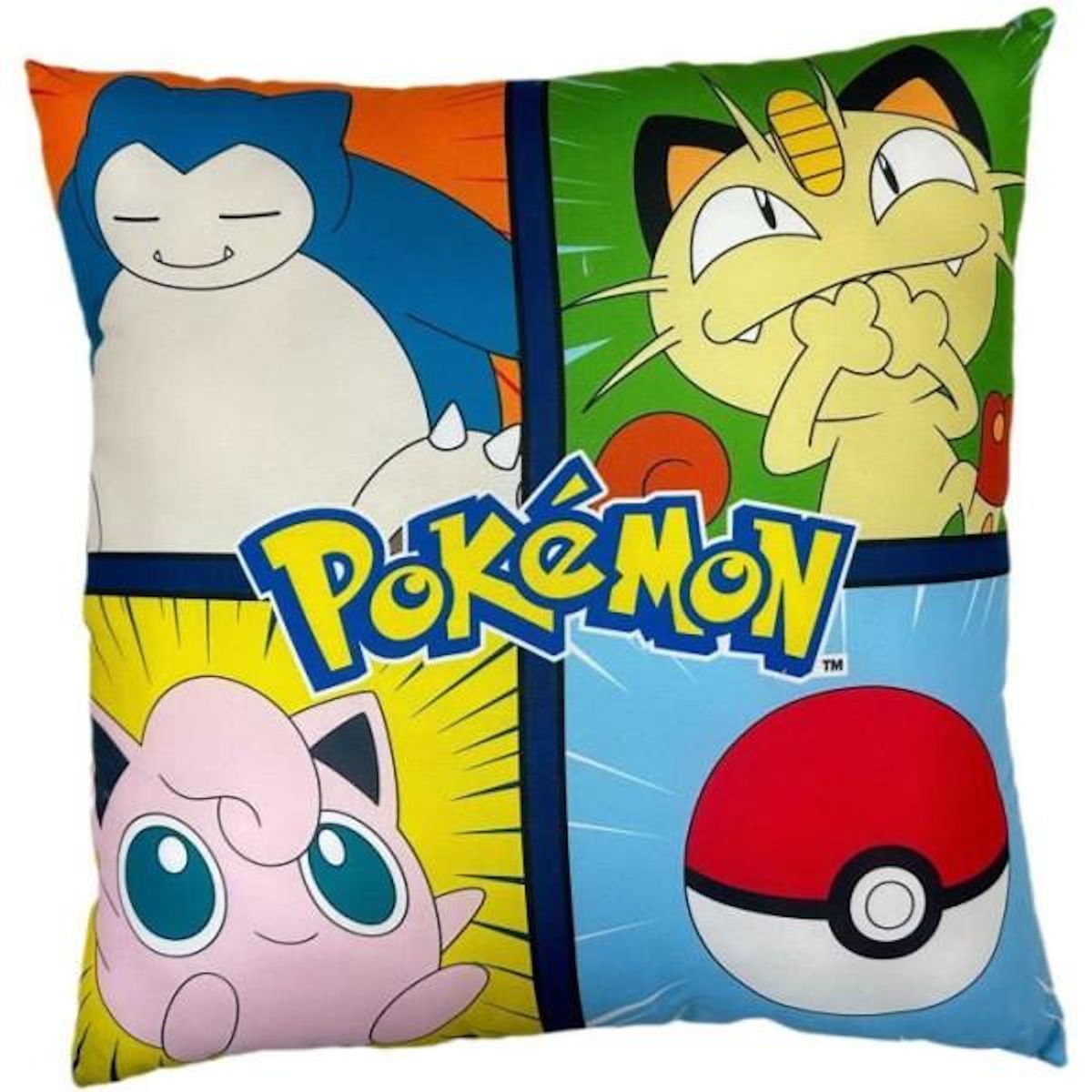 Pokemon Coussin double face - Carré - POKEMON - Pikachu et ses amis - Microfibre - 40 x 40 cm