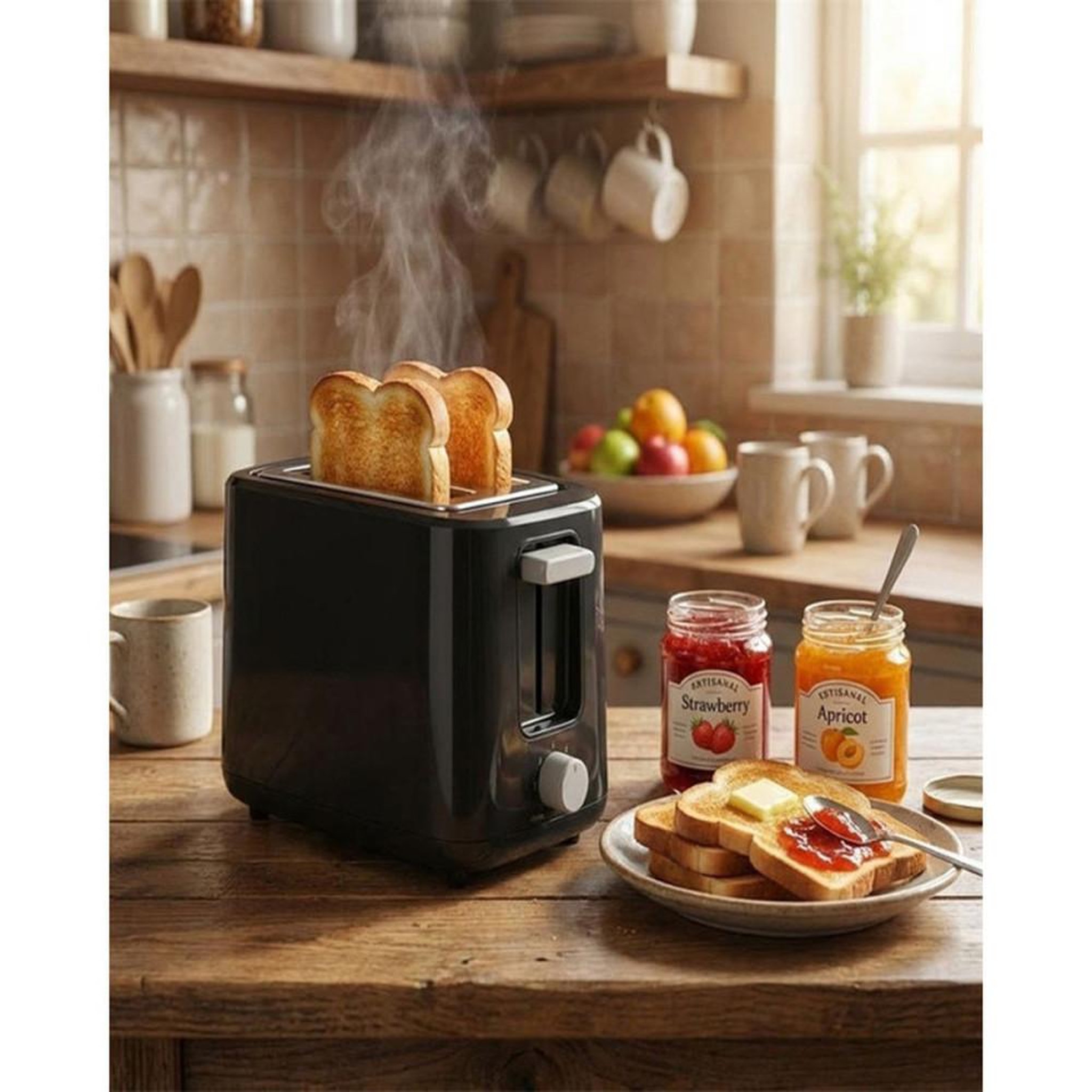 Voir la diapositive 3 : Toaster 2 tranches à fentes extra larges, 7 niveaux de brunissage, 850 W noir mat