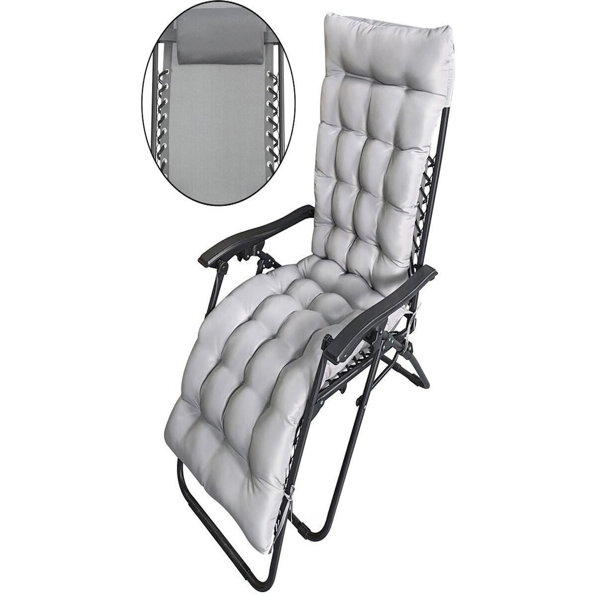 Habitat et Jardin Fauteuil de jardin relax zéro gravité avec coussin matelassé  Sintra  - Gris