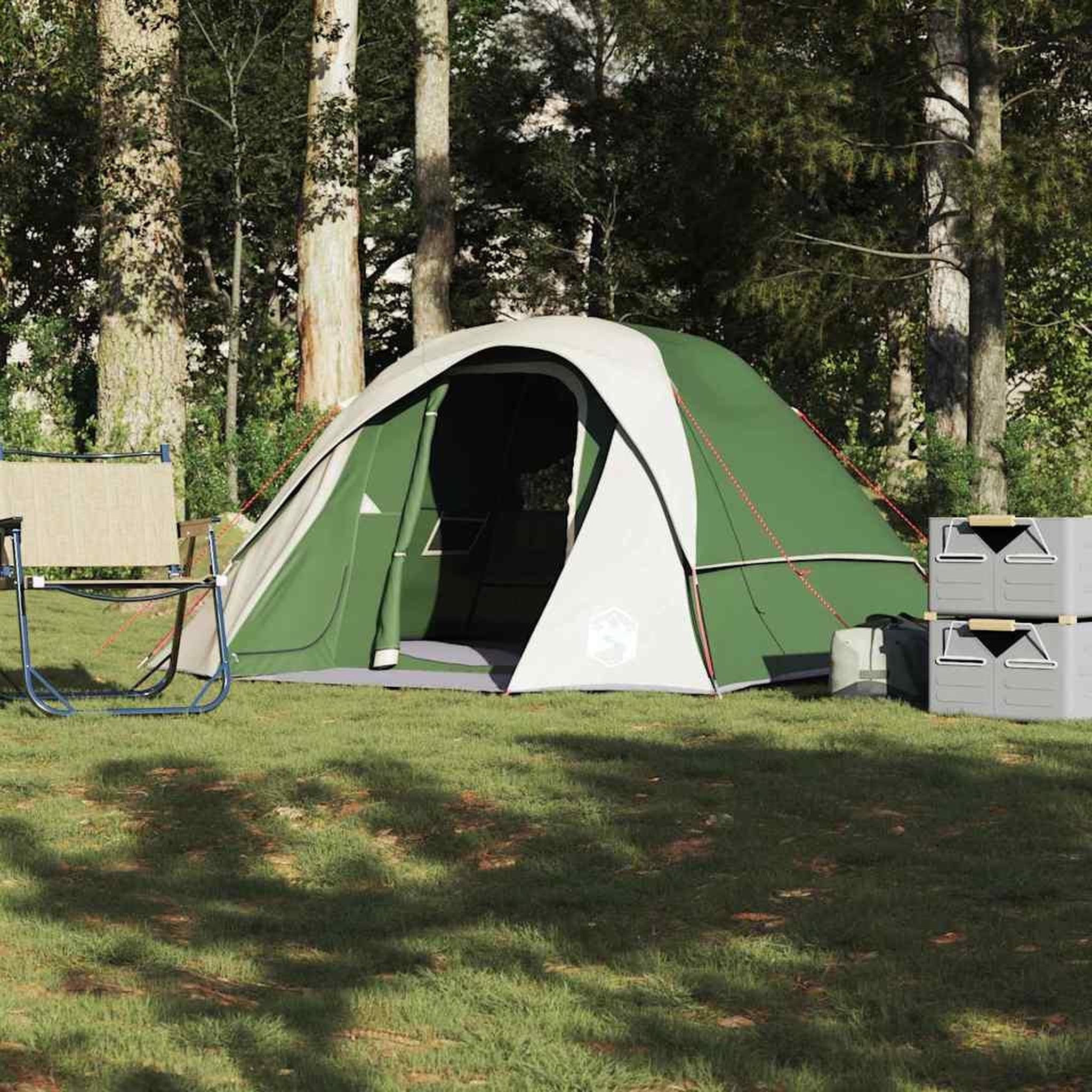 VIDAXL Tente de camping de cabine 4 personnes vert impermeable