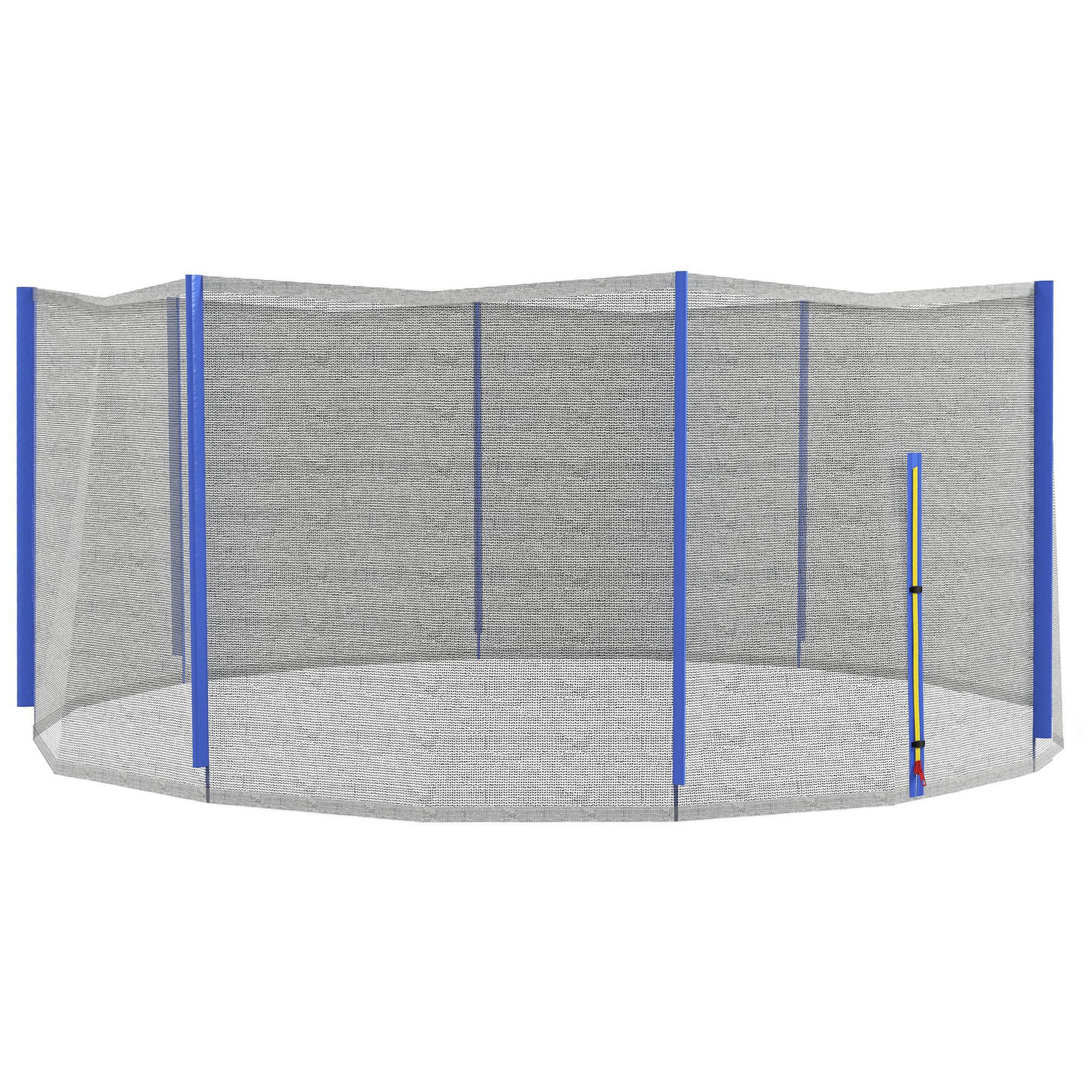 HOMCOM Filet de sécurité trampoline porte zipée Ø 366 cm 8 poteaux bleu noir