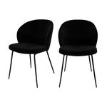 Rendez vous déco Lot de 2 chaises en tissu bouclé noir et pieds en métal-Groom