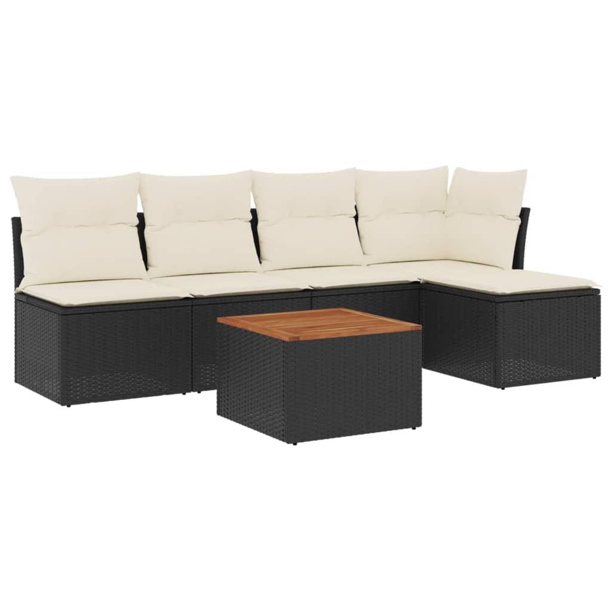 Voir la diapositive 2 : VIDAXL Salon de jardin 6 pcs avec coussins noir resine tressee