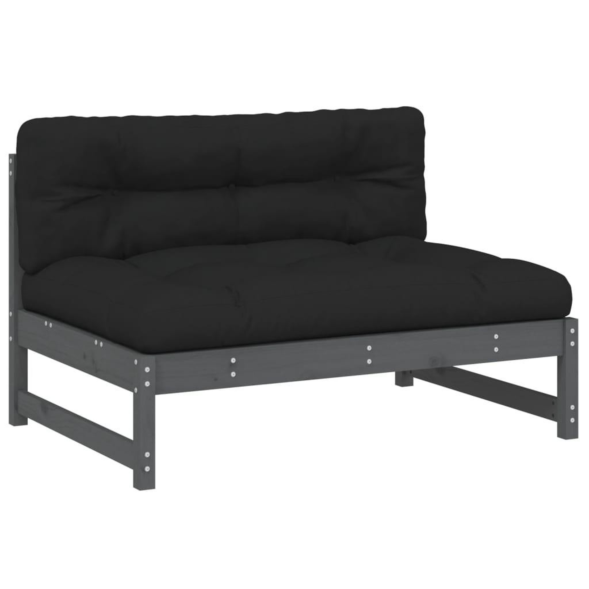 Voir la diapositive 4 : VIDAXL Salon de jardin 2 pcs avec coussins gris bois massif