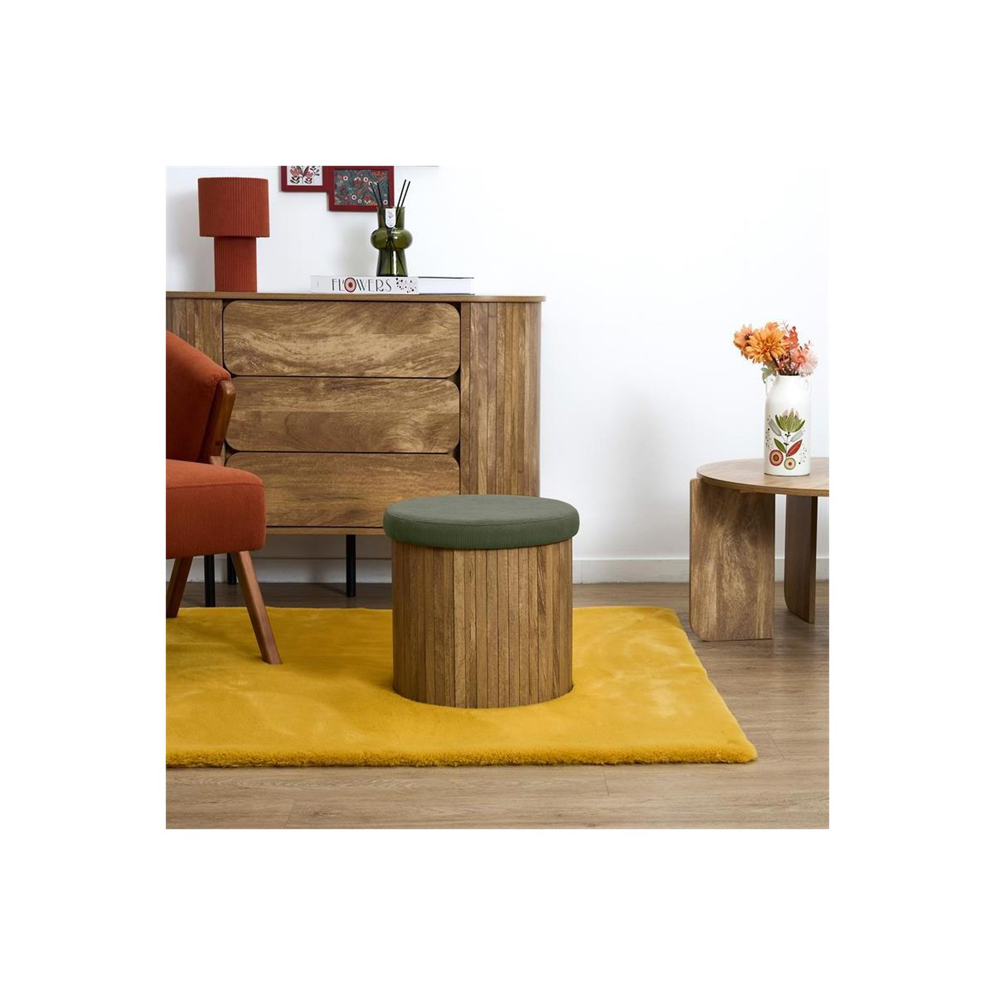 Voir la diapositive 5 : The Home Deco Factory Pouf coffre pliable  jules  38cm vert