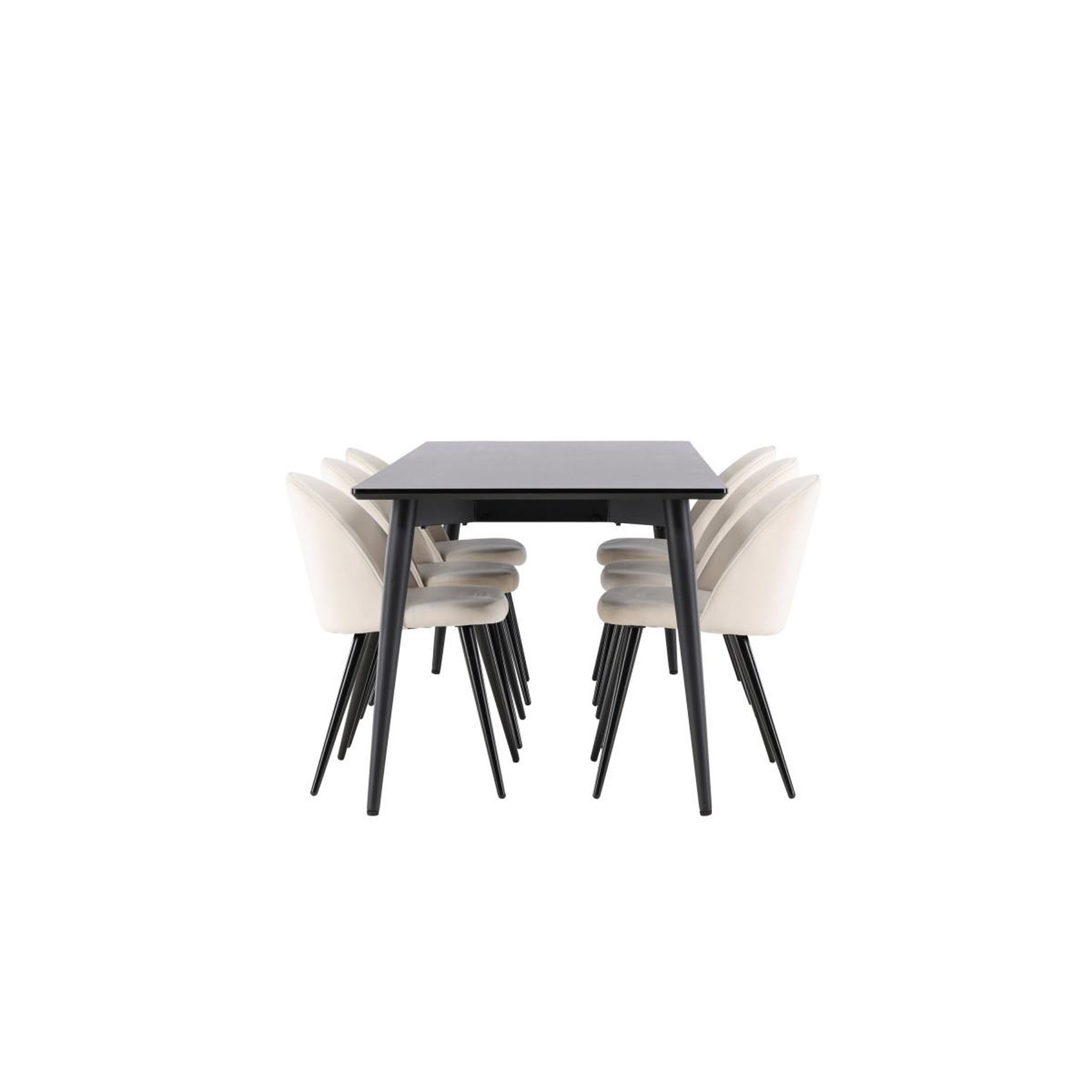 Voir la diapositive 4 : Paris Prix Ensemble table à manger & 6 chaises  ellis & velvet  230cm noir & beige