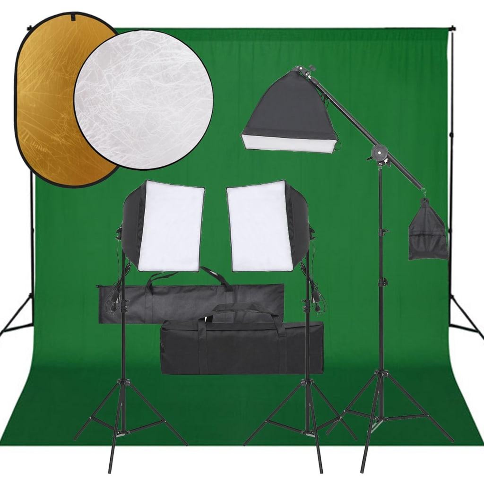 VIDAXL Kit de studio photo avec eclairage toile de fond et reflecteur