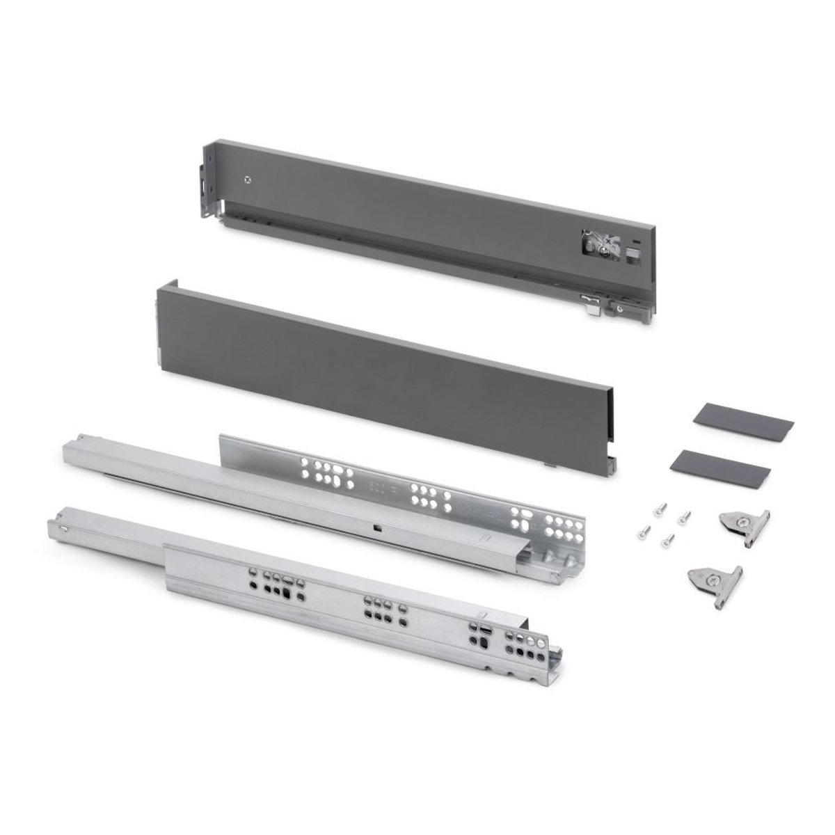 EMUCA SRL Tiroir extérieur Vertex avec réglages 3D hauteur 83mm -  40kg -  profondeur 450mm -  Acier -  Gris antracite