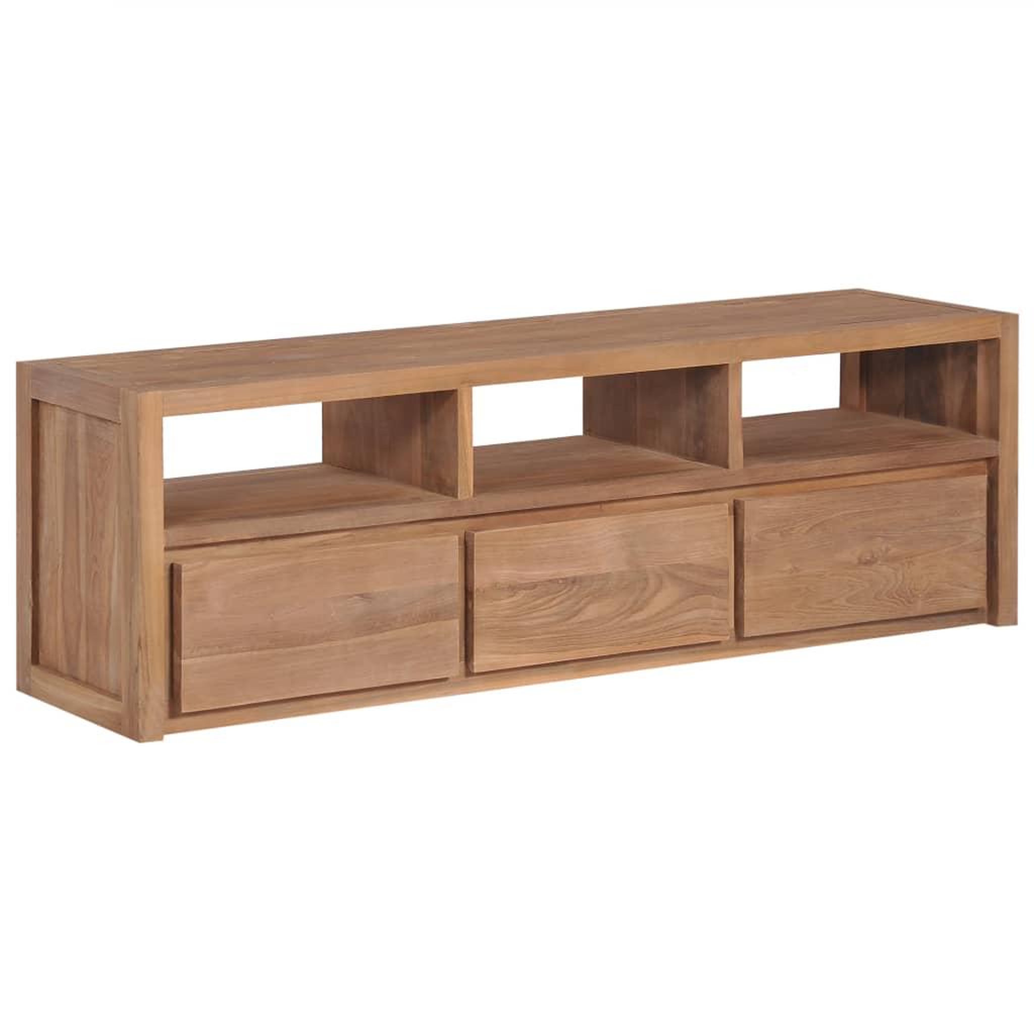 Voir la diapositive 1 : VIDAXL Meuble TV Bois massif de teck et finition naturelle 120x30x40cm