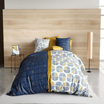 ATELIER DU COTON Parure housse de couette 3pcs 100% coton 57fils -sirius. Coloris disponibles : Bleu