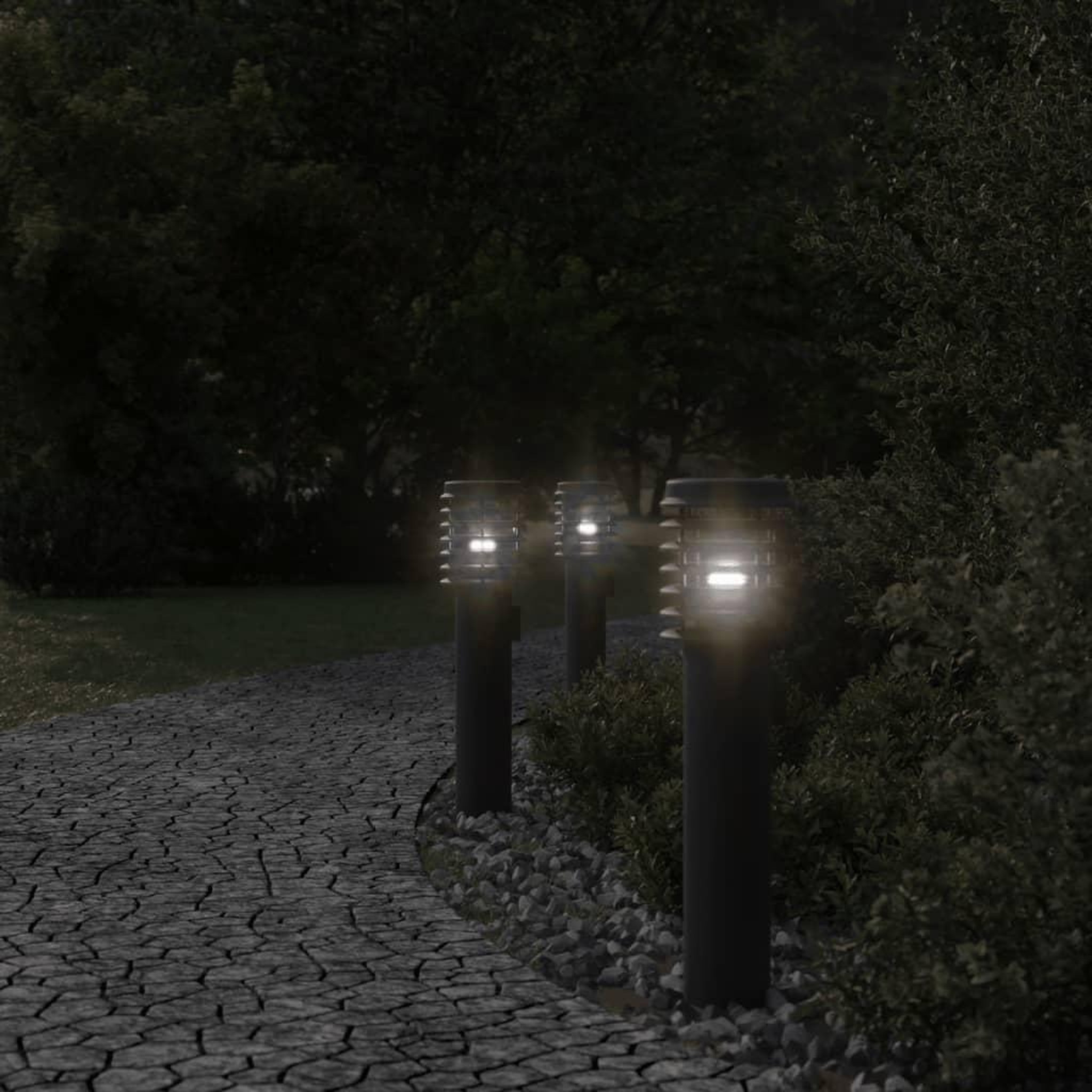 Voir la diapositive 3 : VIDAXL Lampadaires d'exterieur avec sortie 3 pcs noir acier inoxydable
