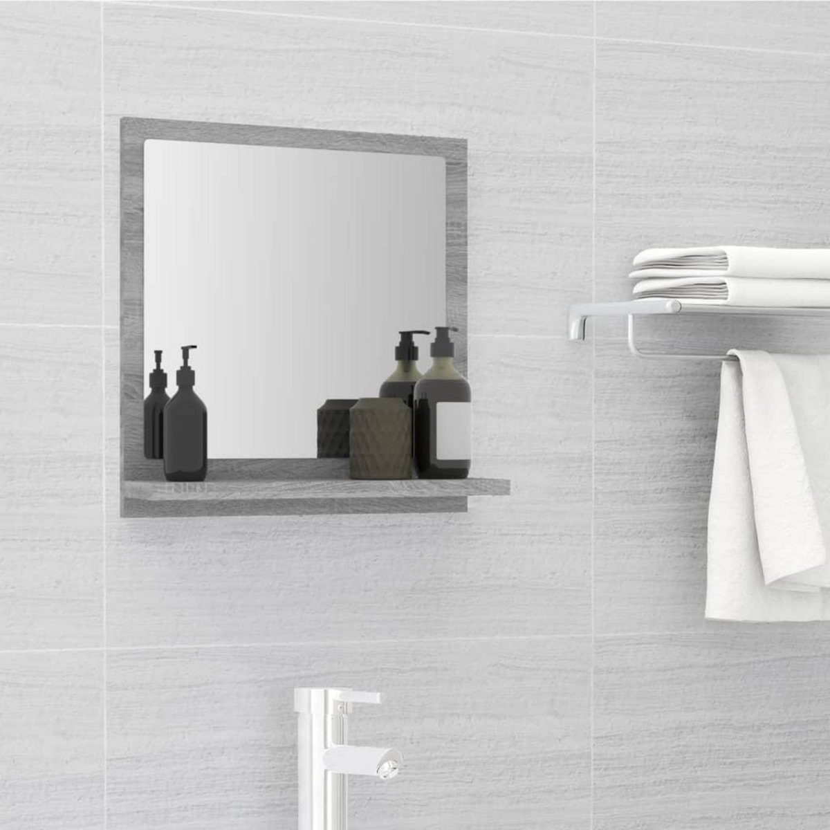VIDAXL Miroir de bain Sonoma gris 40x10,5x37 cm Bois d'ingenierie