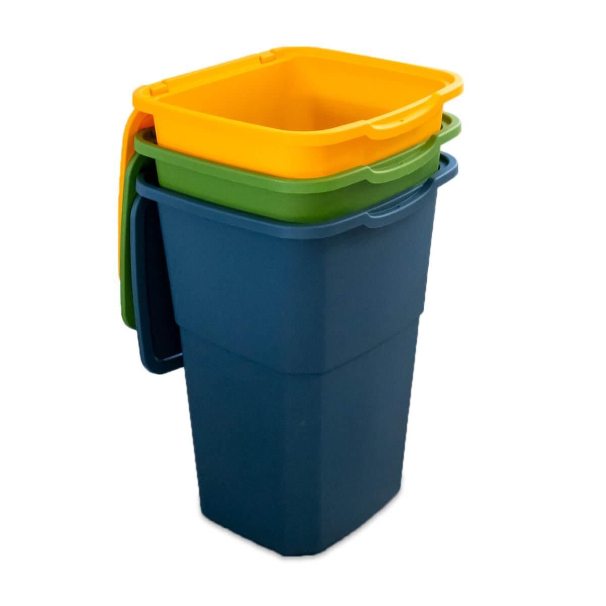 DEA HOME Lot de 3 Poubelles de tri Jaune/bleu/Vert 39 x 36 x 54 cm avec Couvercle Capacité 3 X 50L DEA HOME