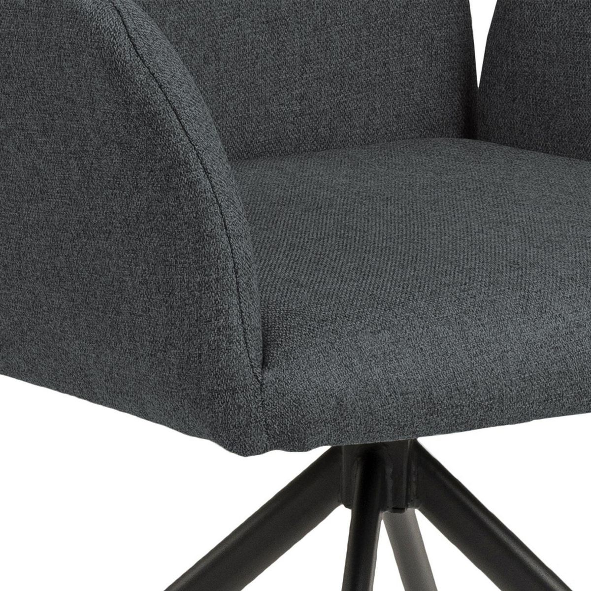 TOILINUX Fauteuil de table Lou en tissu - Gris foncé