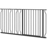 PAWHUT Barrière de sécurité animaux - longueur réglable dim. 75-145 cm - porte double verrouillage, ouverture double sens -sans perçage - acier ABS noir