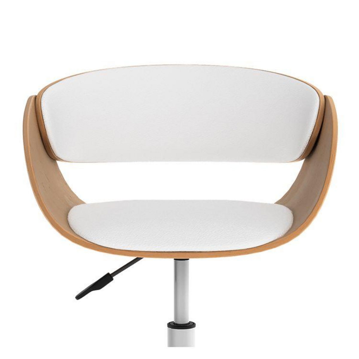 Rendez vous déco Chaise de bureau pivotante sur roulettes en bois et PU blanc - Adelmar