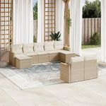 VIDAXL Salon de jardin avec coussins 9 pcs beige resine tressee