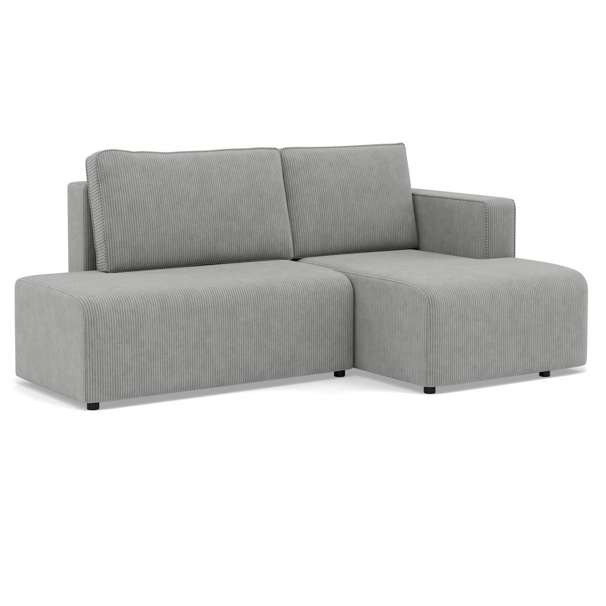 BEST MOBILIER Topaze - canapé d'angle droit 4 places convertible avec coffre en velours côtelé