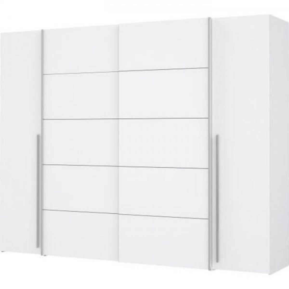 MARKET24 Armoire - Blanc mat - 2 portes battantes + 2 portes coulissantes - L 270,3 x P 61,2 x H 210 cm - NARAGO