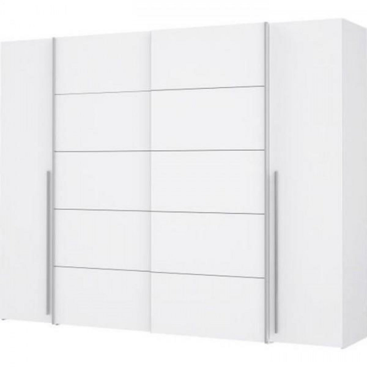 MARKET24 Armoire - Blanc mat - 2 portes battantes + 2 portes coulissantes - L 270,3 x P 61,2 x H 210 cm - NARAGO