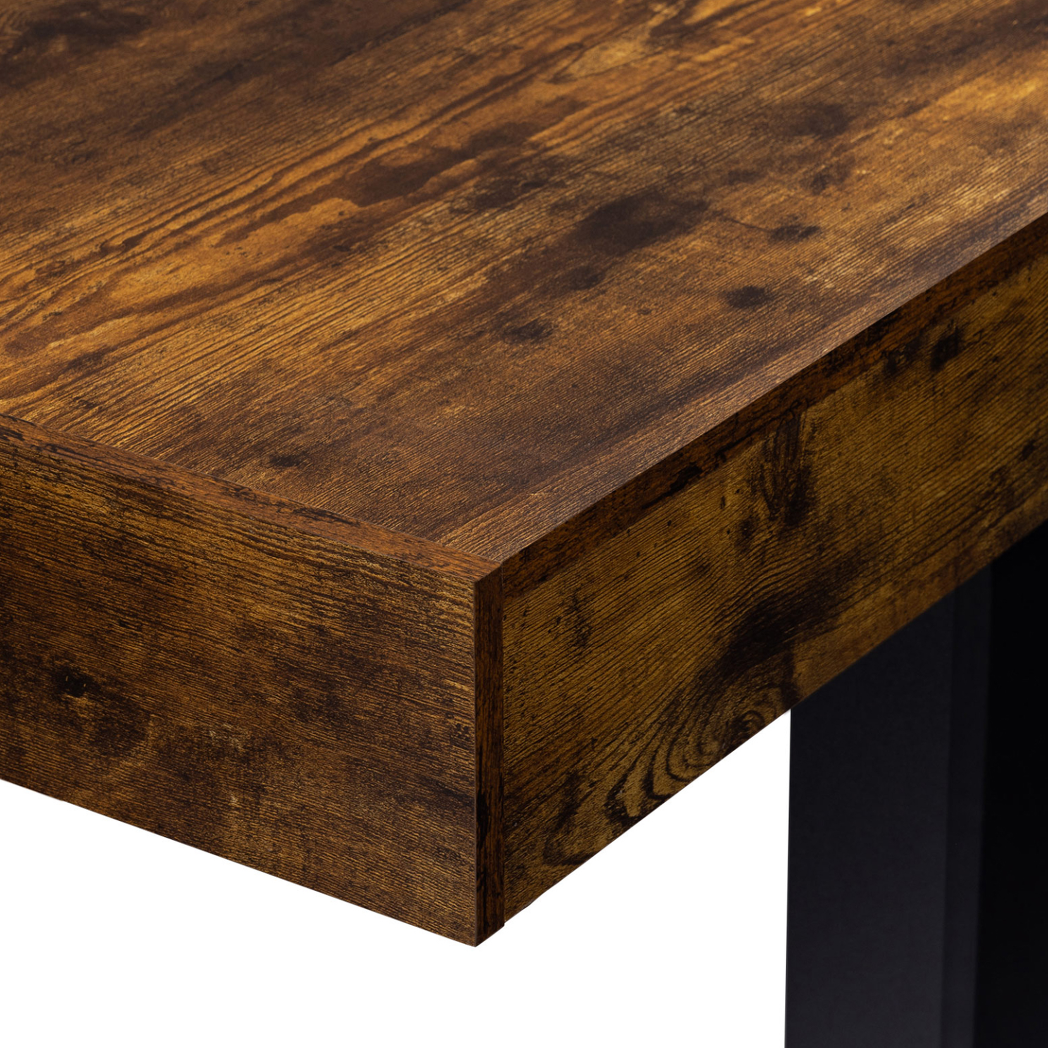 Voir la diapositive 5 : ID MARKET Table à manger rectangle phoenix 6 personnes bois effet vieilli et noir 160 cm