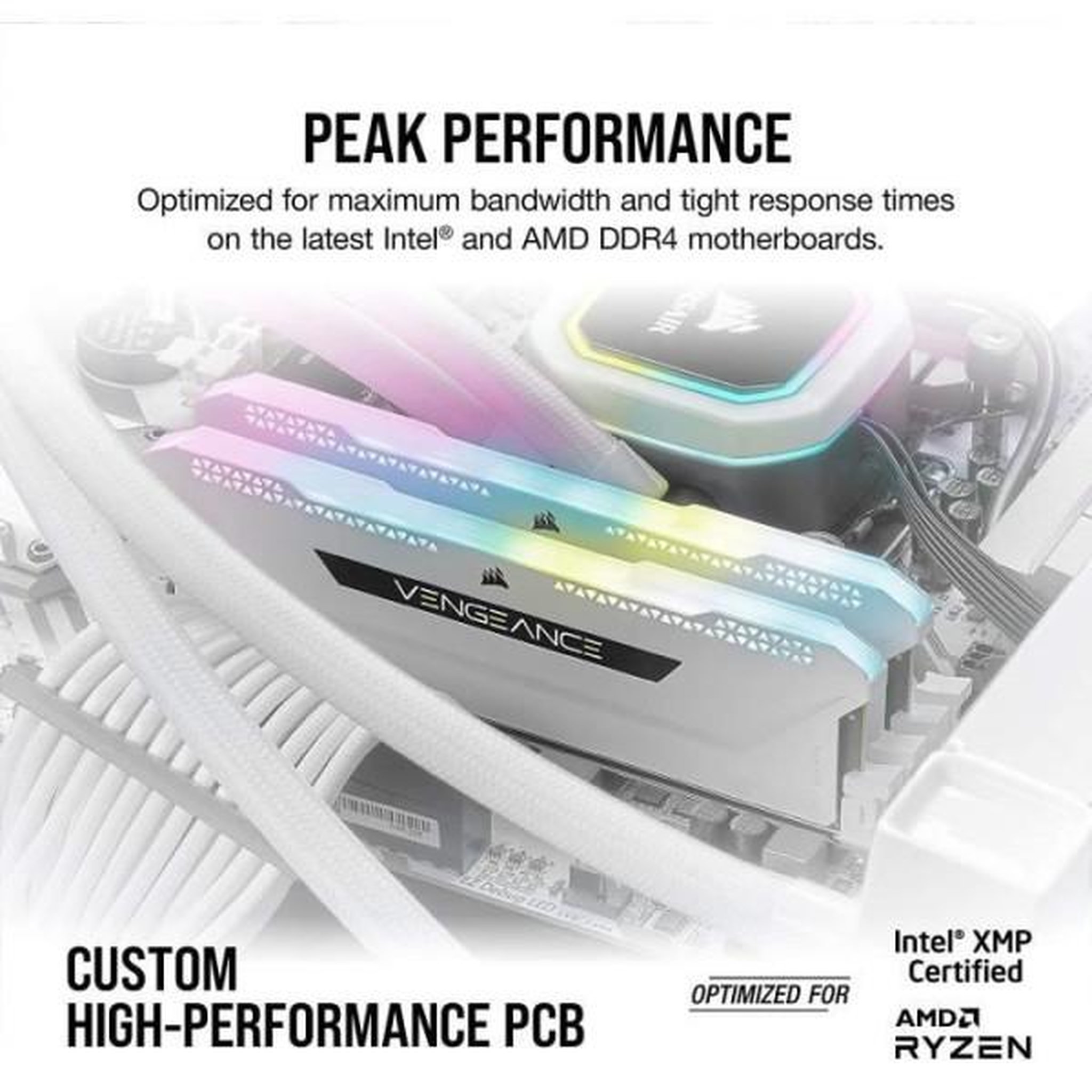 Voir la diapositive 4 : Corsair Mémoire RAM - CORSAIR - Vengeance RGB Pro SL DDR4 - 32GB 2x16GB DIMM - 3200 MHz - 1.35V - Blanc (CMH32GX4M2E3200C)
