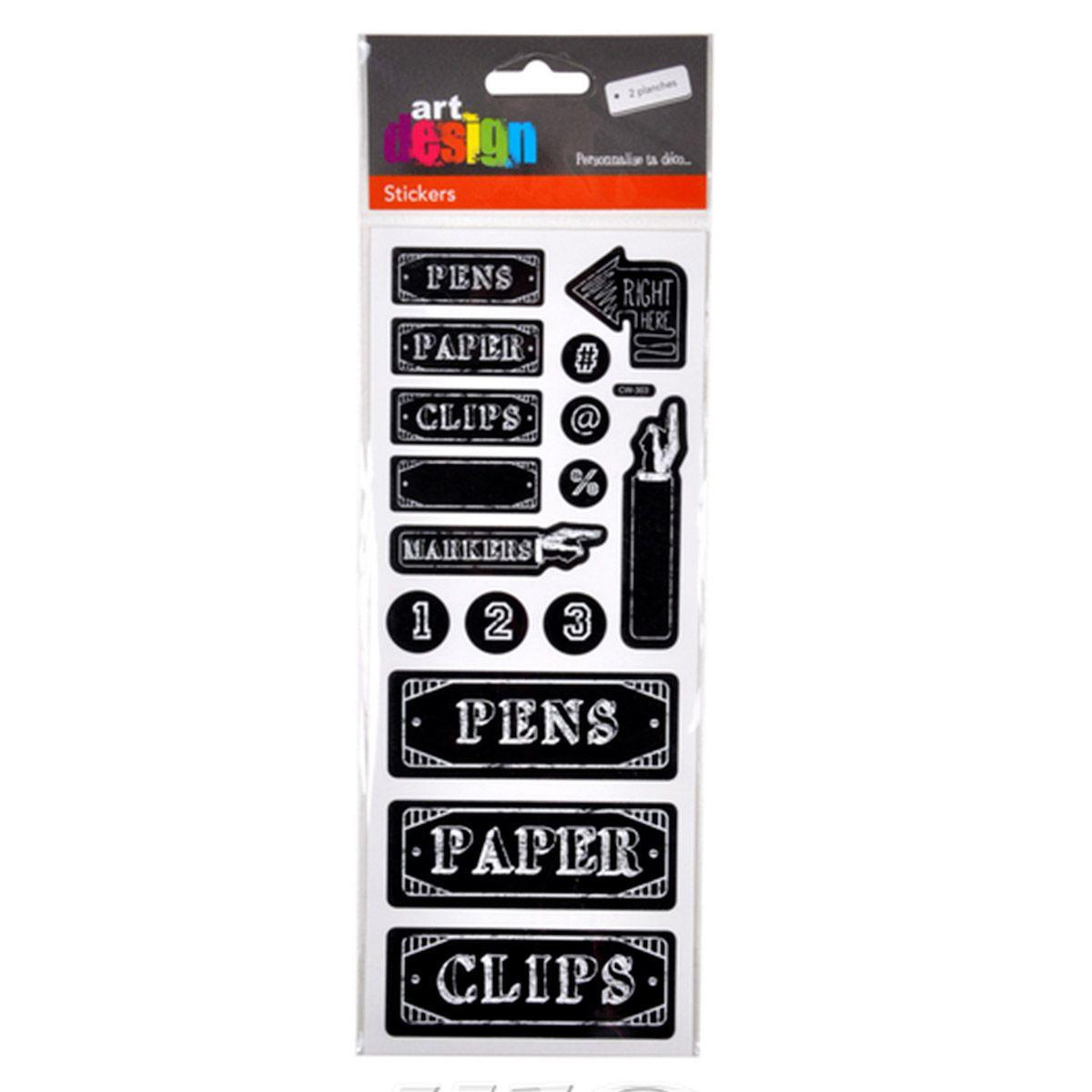 Voir la diapositive 2 : HOMEA Stickers ardoise  bureau  10x25cm noir