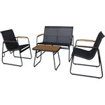 Habitat et Jardin Salon de jardin en métal avec décor imitation bois  Sparta  - 4 places - Noir