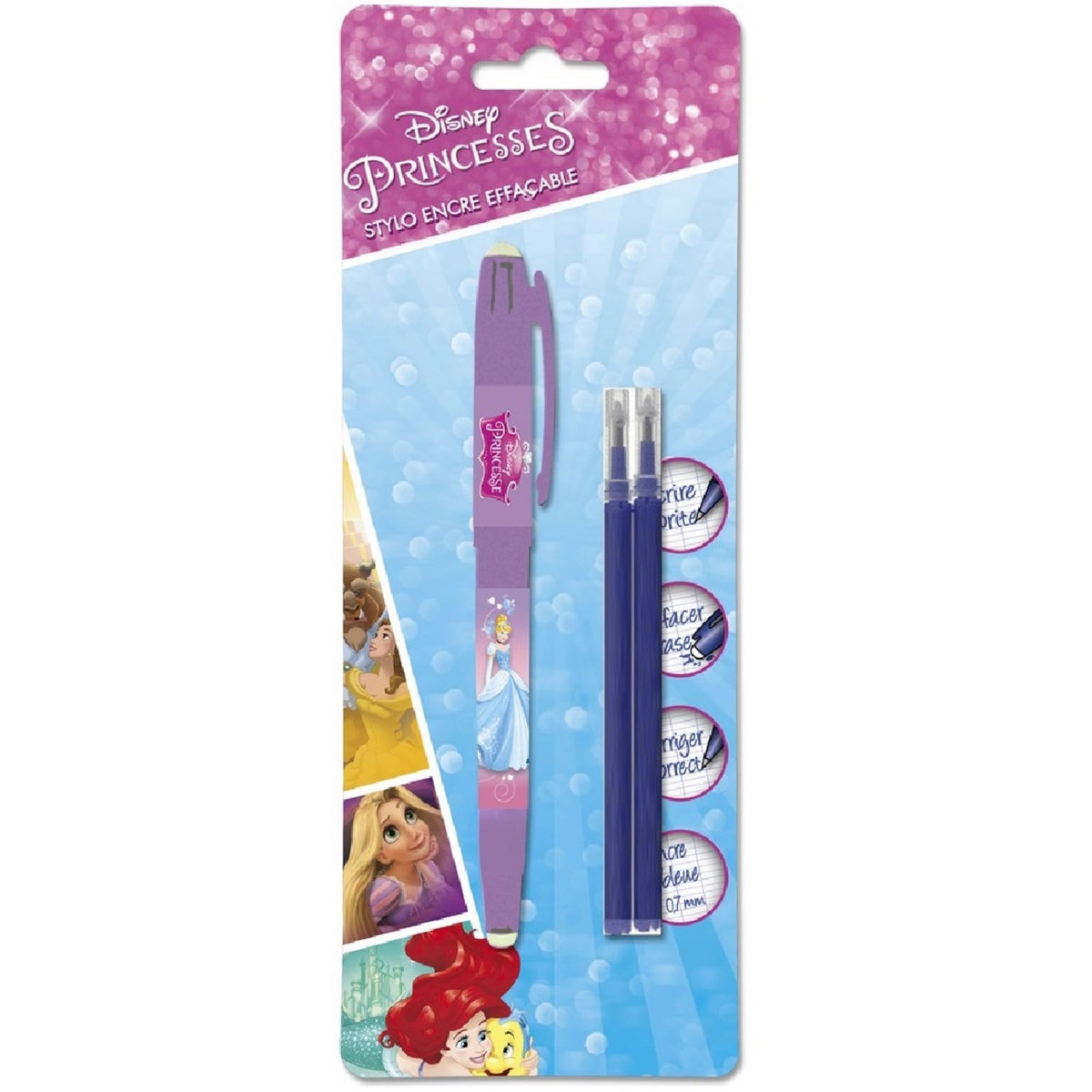 Stylo Roller effaçable Disney Classique + 2 recharges Gel - Disney Princess