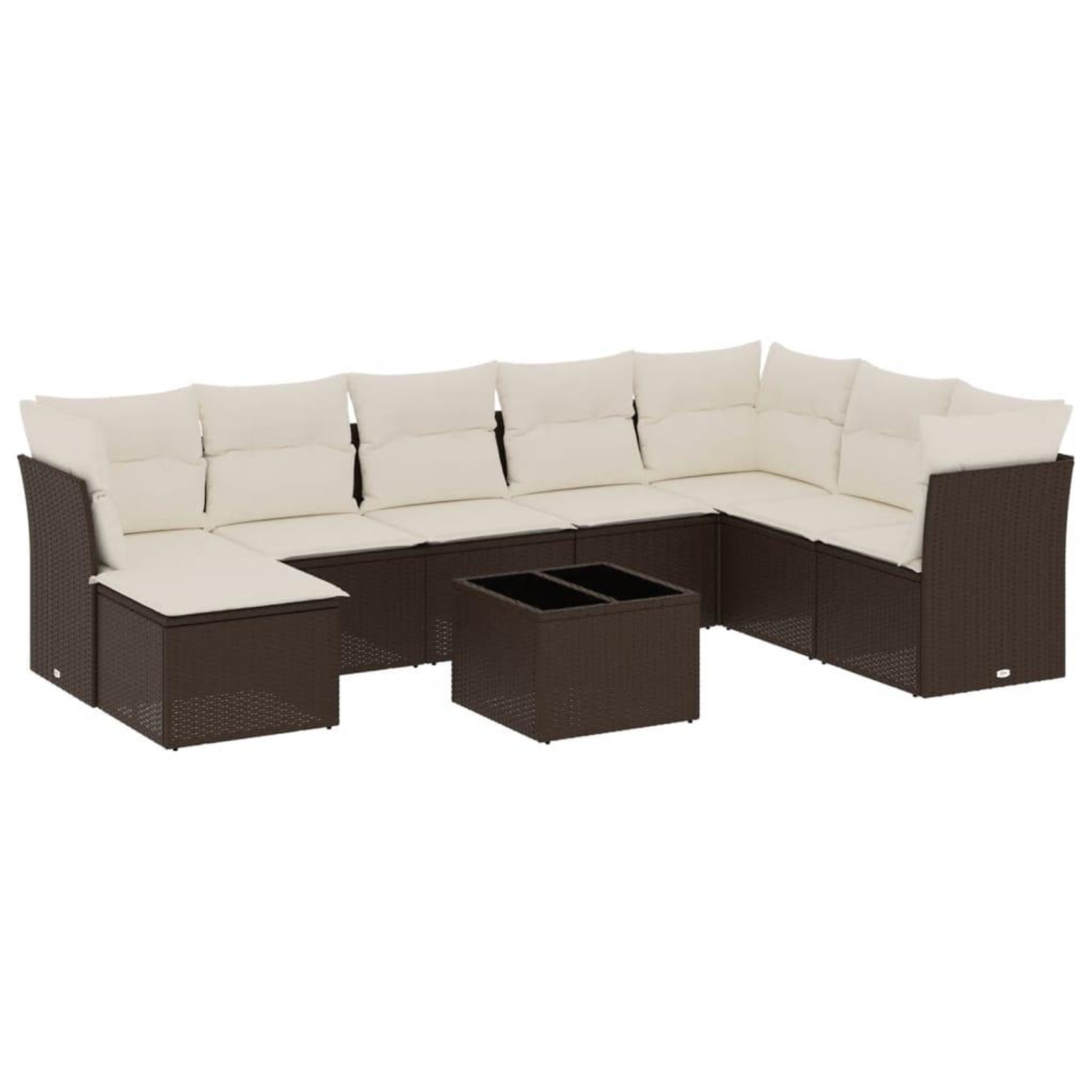 Voir la diapositive 2 : VIDAXL Salon de jardin avec coussins 9 pcs marron resine tressee