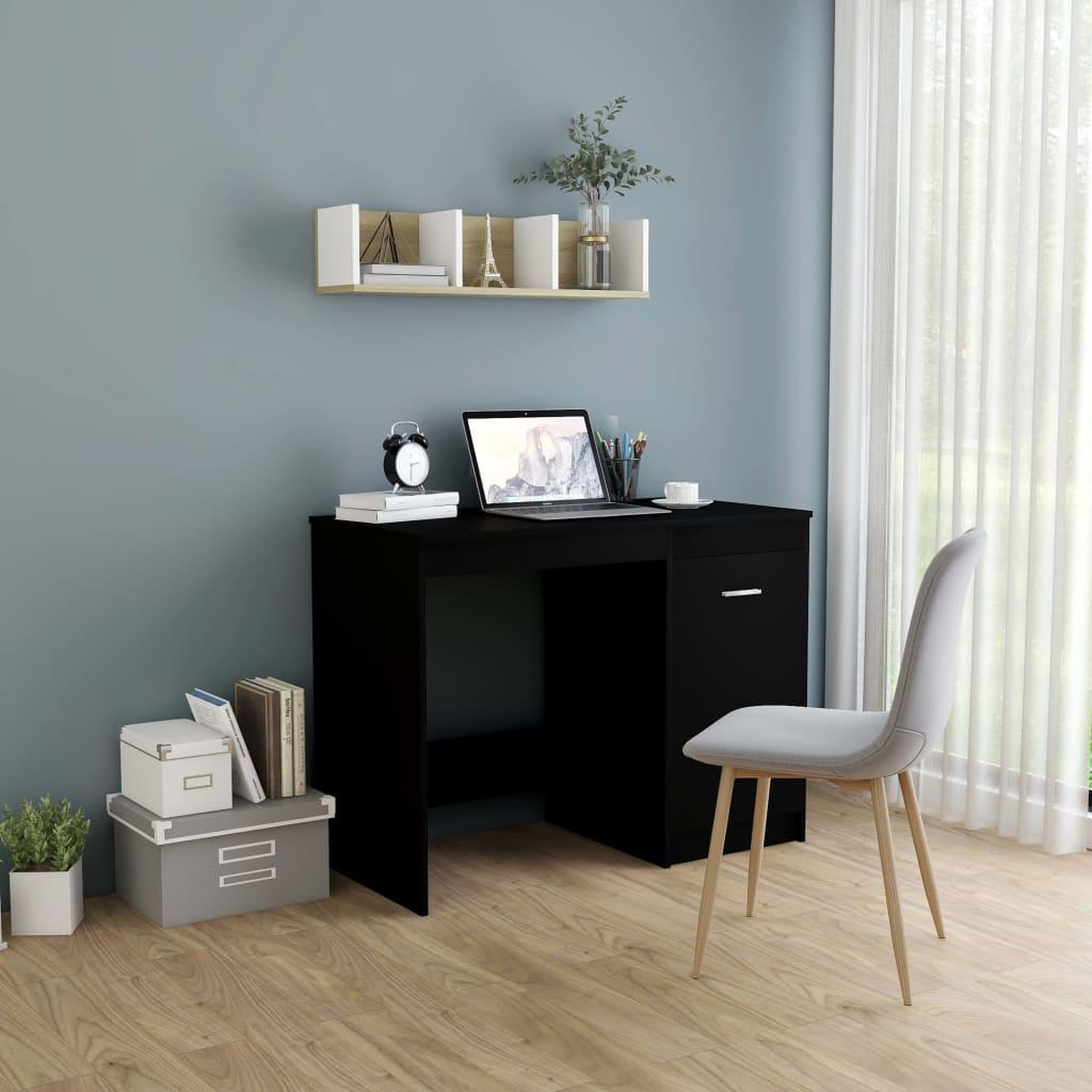 VIDAXL Bureau Noir 100x50x76 cm Bois d'ingenierie