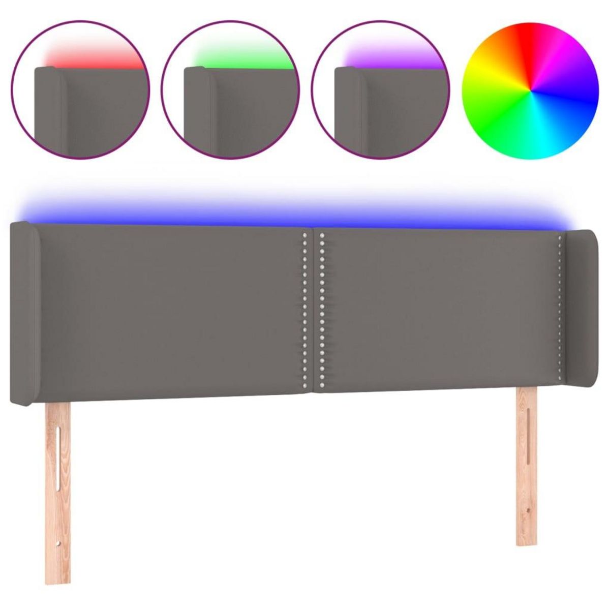 VIDAXL Tete de lit a LED Gris 147x16x78/88 cm Similicuir