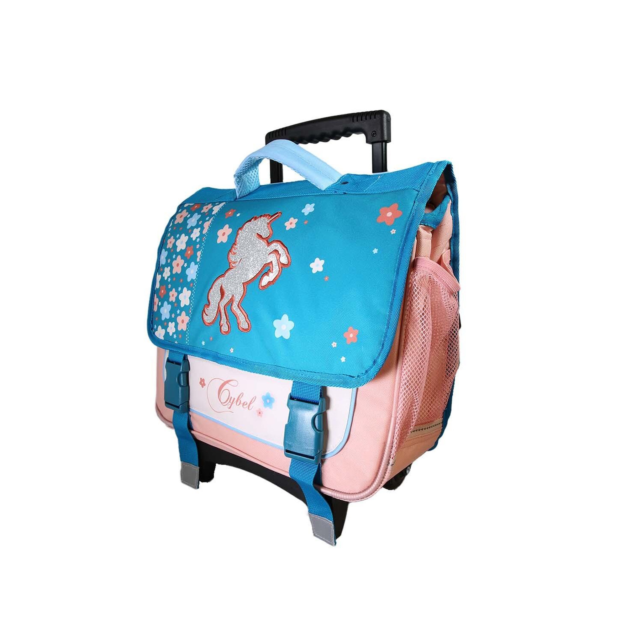 Voir la diapositive 2 : Bagtrotter Cybel - Cartable Scolaire à Roulettes 38 cm primaire - Licorne - Bleu/Rose - Fille - 2 Compartiments