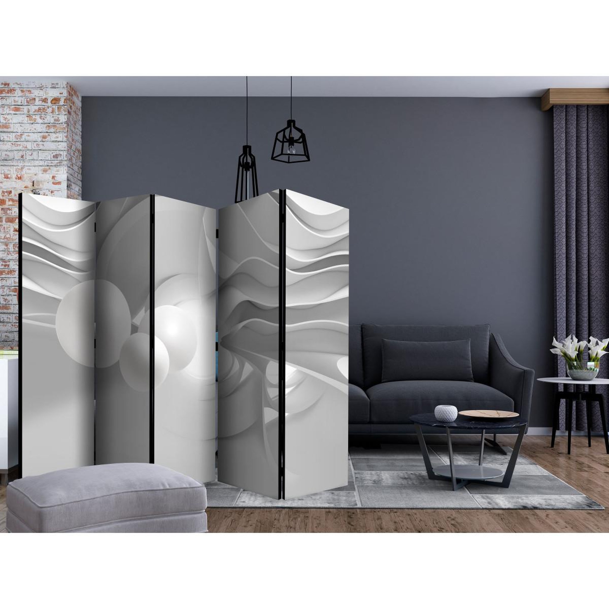 Voir la diapositive 2 : Paris Prix Paravent 5 volets  white corridors  172x225cm