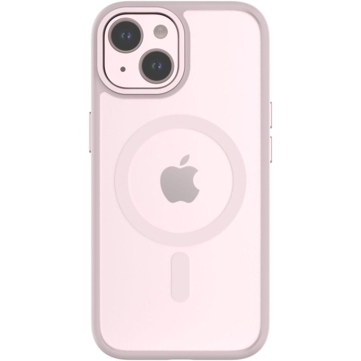 Qdos Coque bumper Iphone 15 Hybrid soft SNAP MagSafe Rose