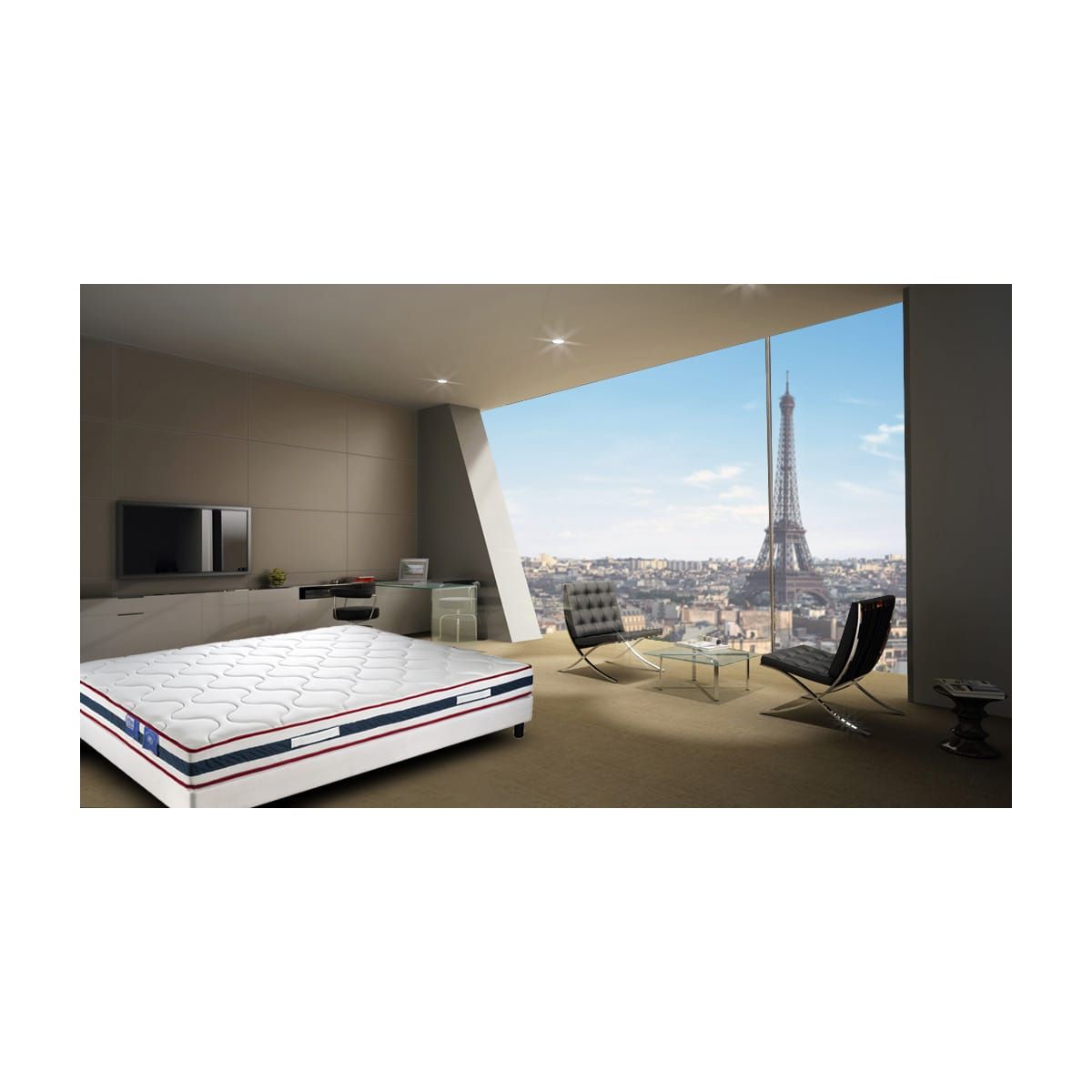 BELLE LITERIE BENOIST Ensemble matelas ressorts ensachés et sommier tapissier 160x200cm CONCORDE/ELOISE