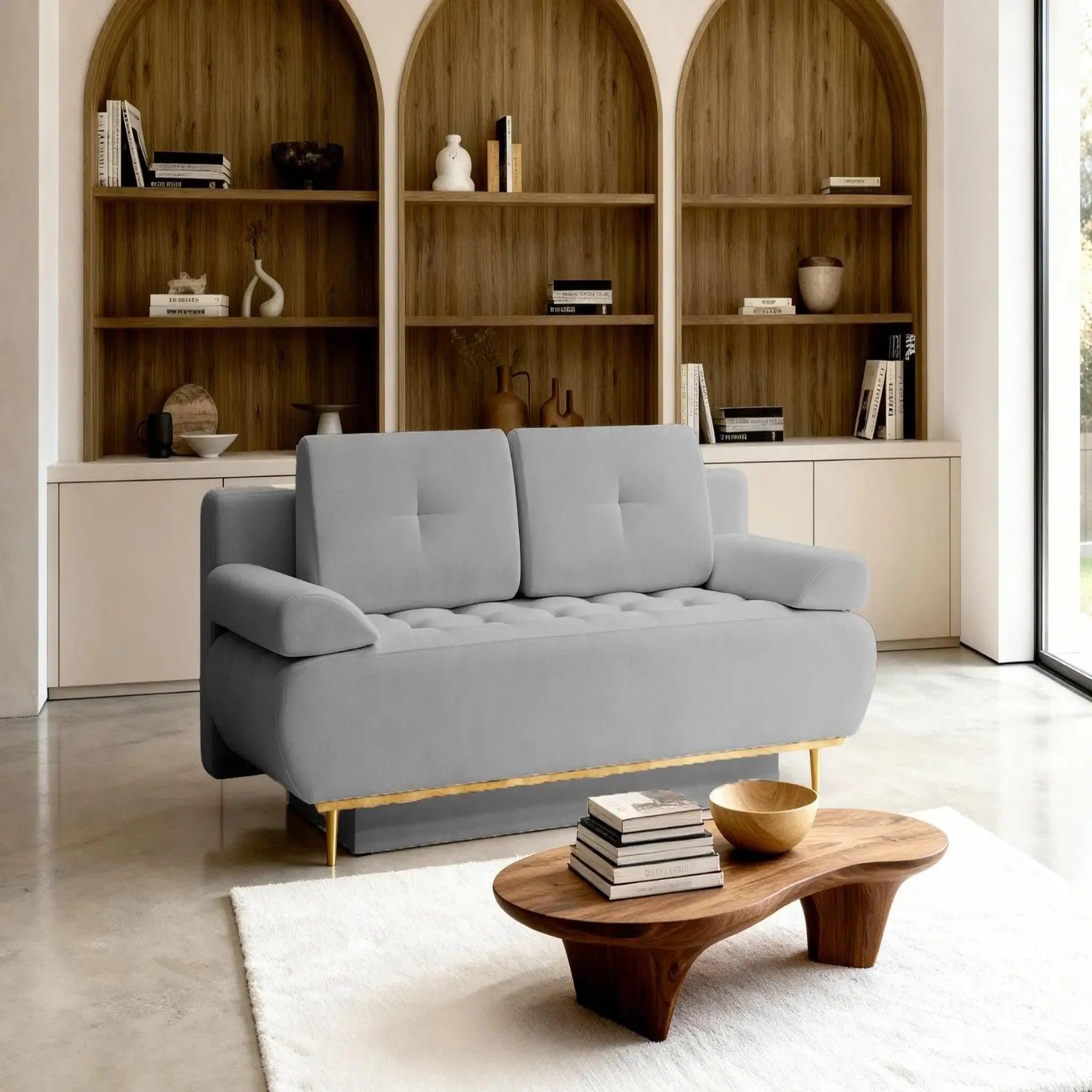 Voir la diapositive 2 : CASANOVA PARIS Amaro - canapé droit convertible tissu velours 2 places