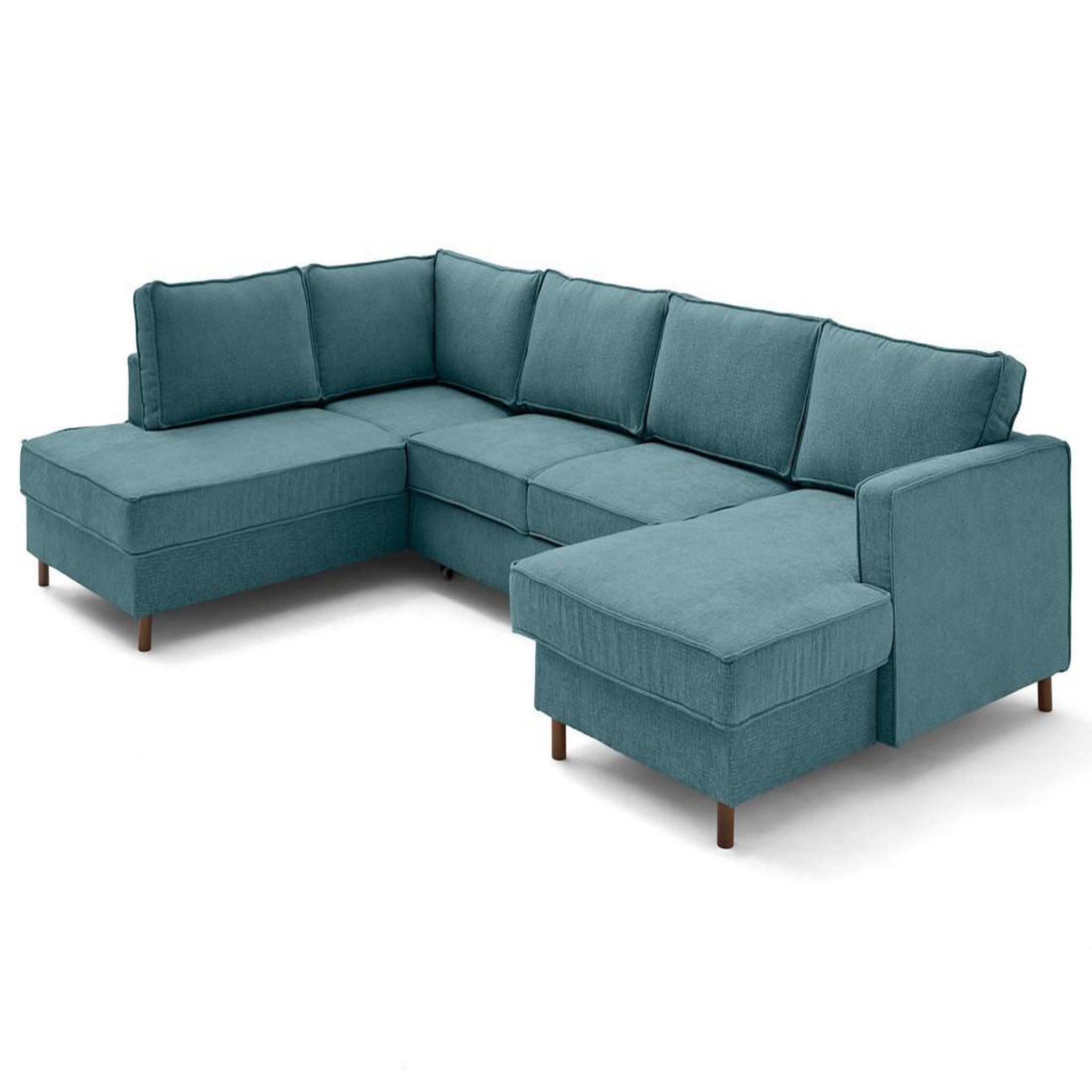 Voir la diapositive 4 : LISA DESIGN Jake - canapé panoramique d'angle gauche 7 places convertible avec coffre en tissu velours relief