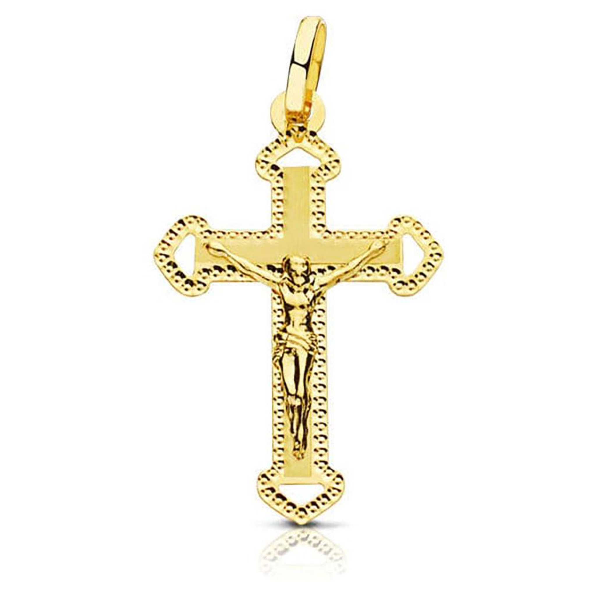 L'ATELIER D'AZUR Pendentif  - Médaille Christ sur la Croix Or 18 Carats 750 Jaune - Chaine Offerte