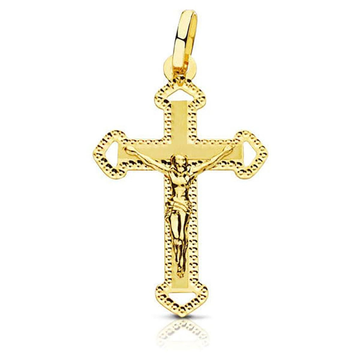 L'ATELIER D'AZUR Pendentif  - Médaille Christ sur la Croix Or 18 Carats 750 Jaune - Chaine Offerte