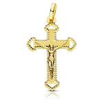 L'ATELIER D'AZUR Pendentif  - Médaille Christ sur la Croix Or 18 Carats 750 Jaune - Chaine Offerte