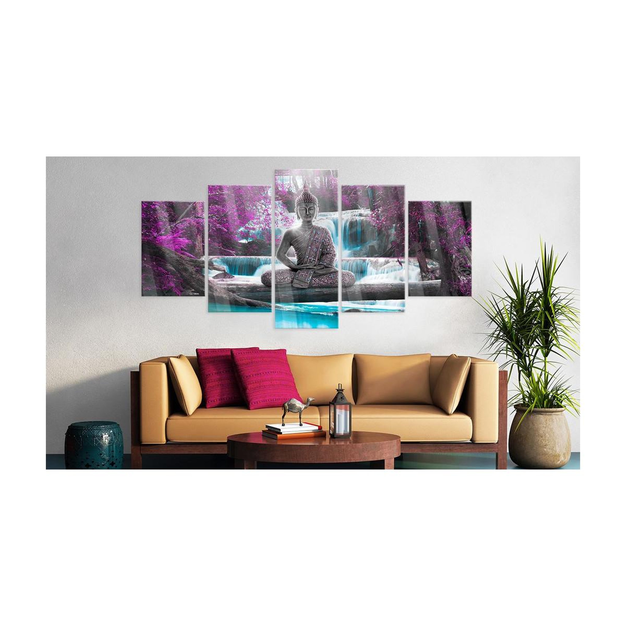 Voir la diapositive 2 : Paris Prix Tableau sur verre acrylique  waterfall & buddha
