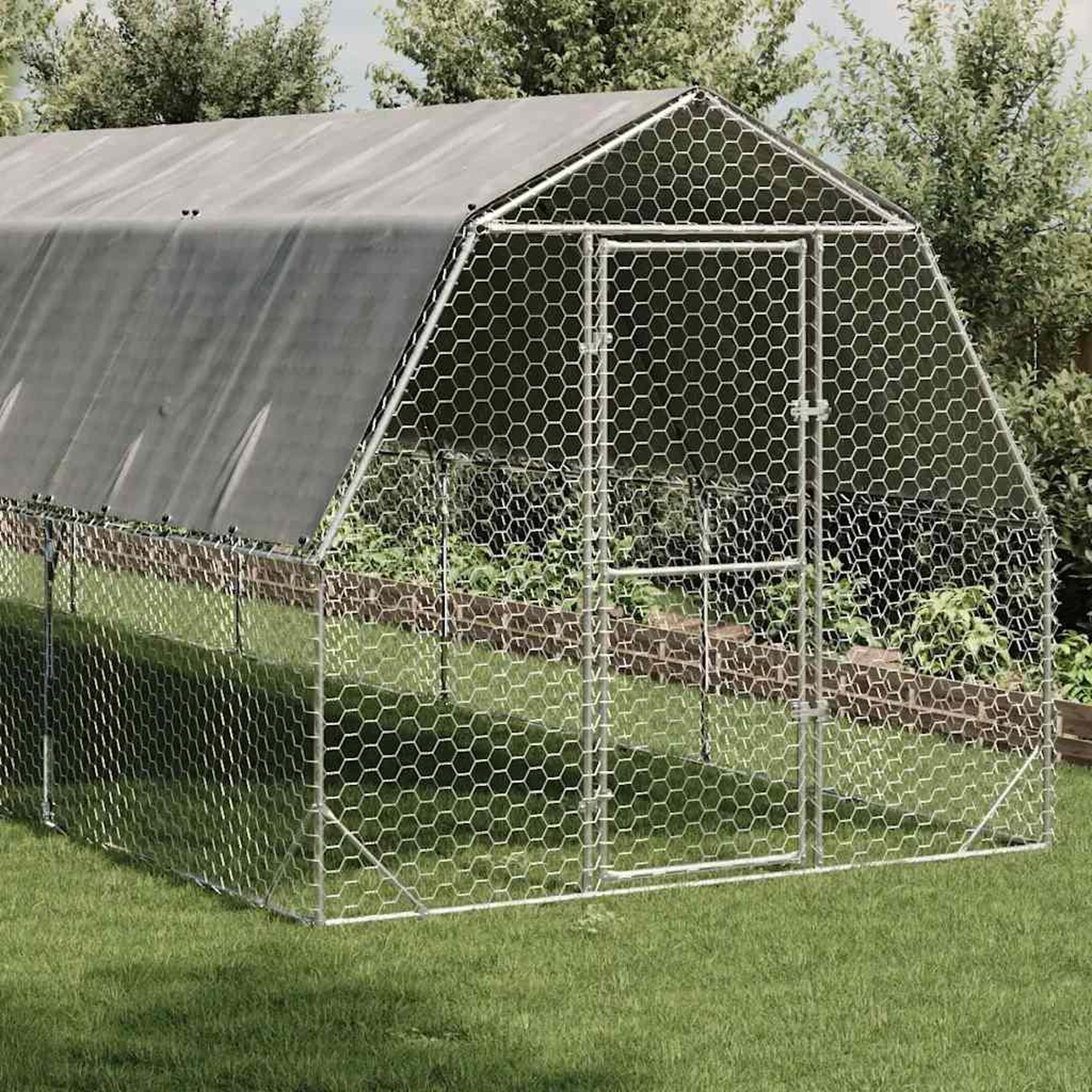 Voir la diapositive 2 : VIDAXL Poulailler avec toit 2,5x12x2,25 m acier galvanise