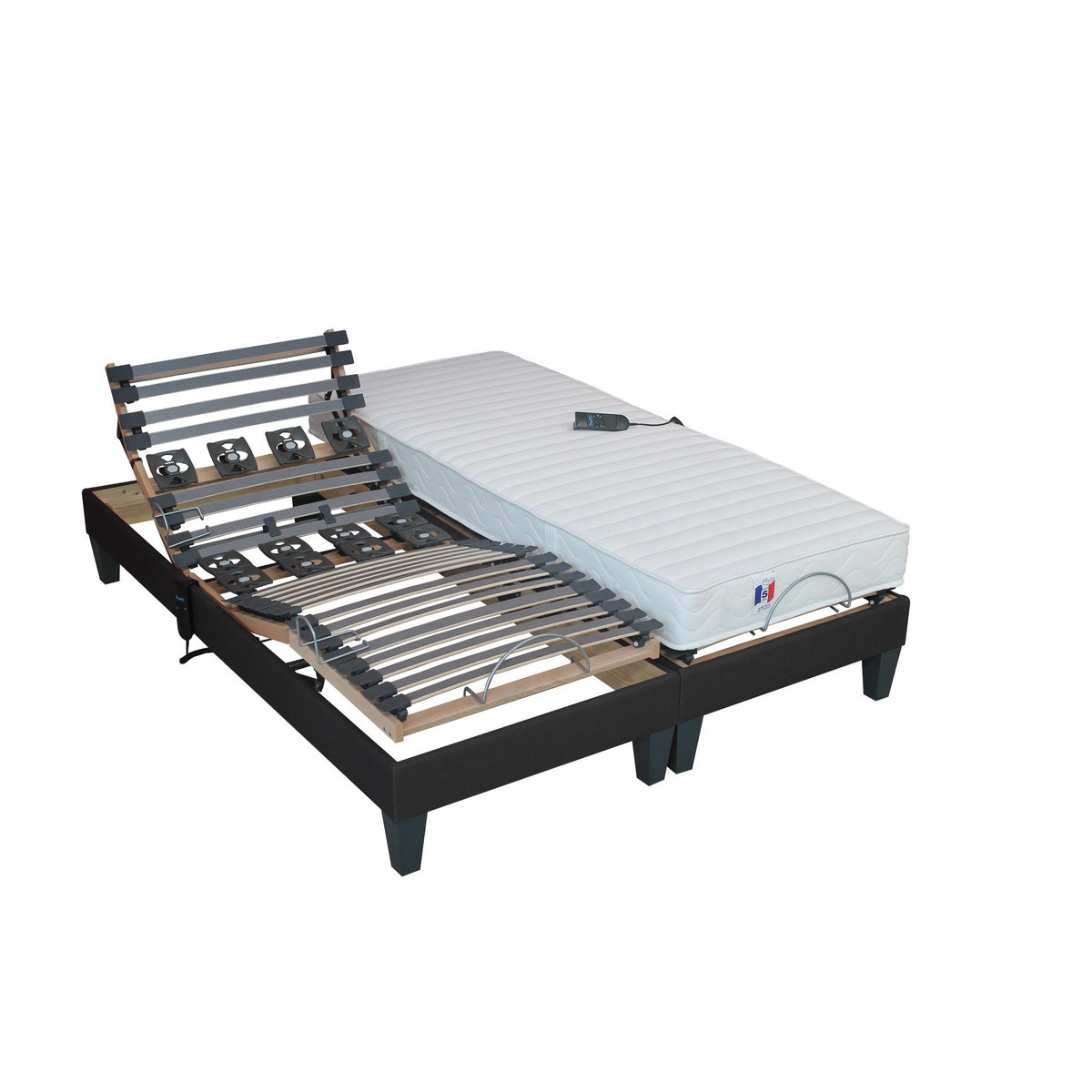 Ensemble relaxtion TPR électrique accueil mousse mémoire de forme + mousse Haute Résilience + sommier  2x80x200 cm DORSOTONIC